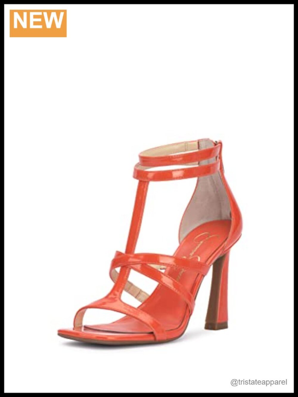 Faux Leather Heeled Sandal with Ankle Strap & Zip Closure